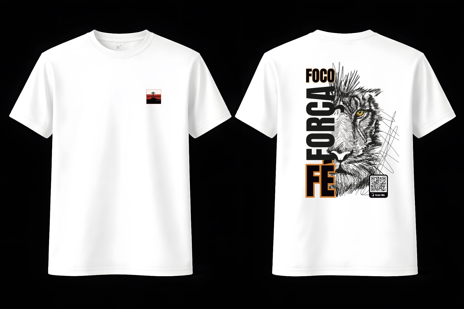 Camiseta Foco, Força e Fé branca
